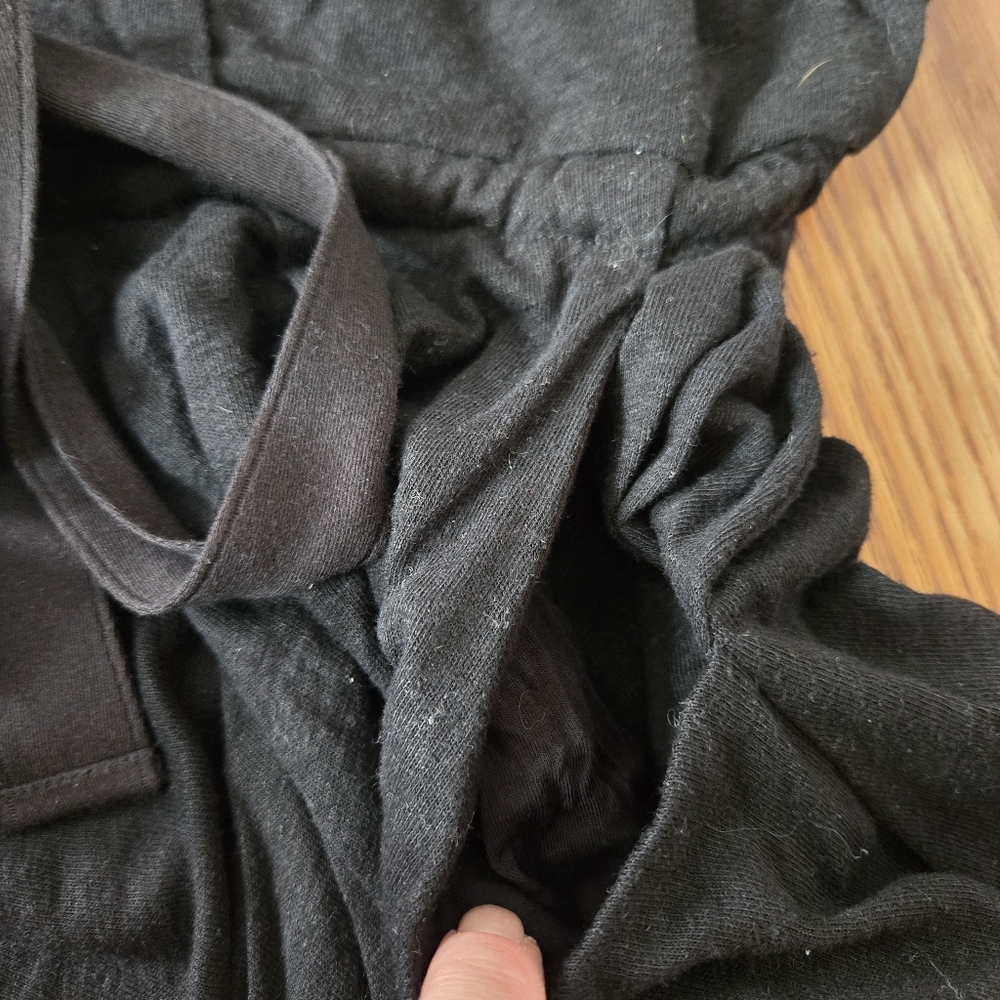 Free People Guaze Midi Dress Black Linen Casual A-Line Draped Pockets Keyhole S - Picture 13 of 15